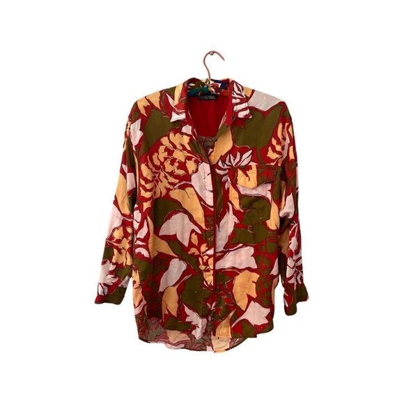 Vintage | woman’s tropical long sleeve top - Picture 1 of 6